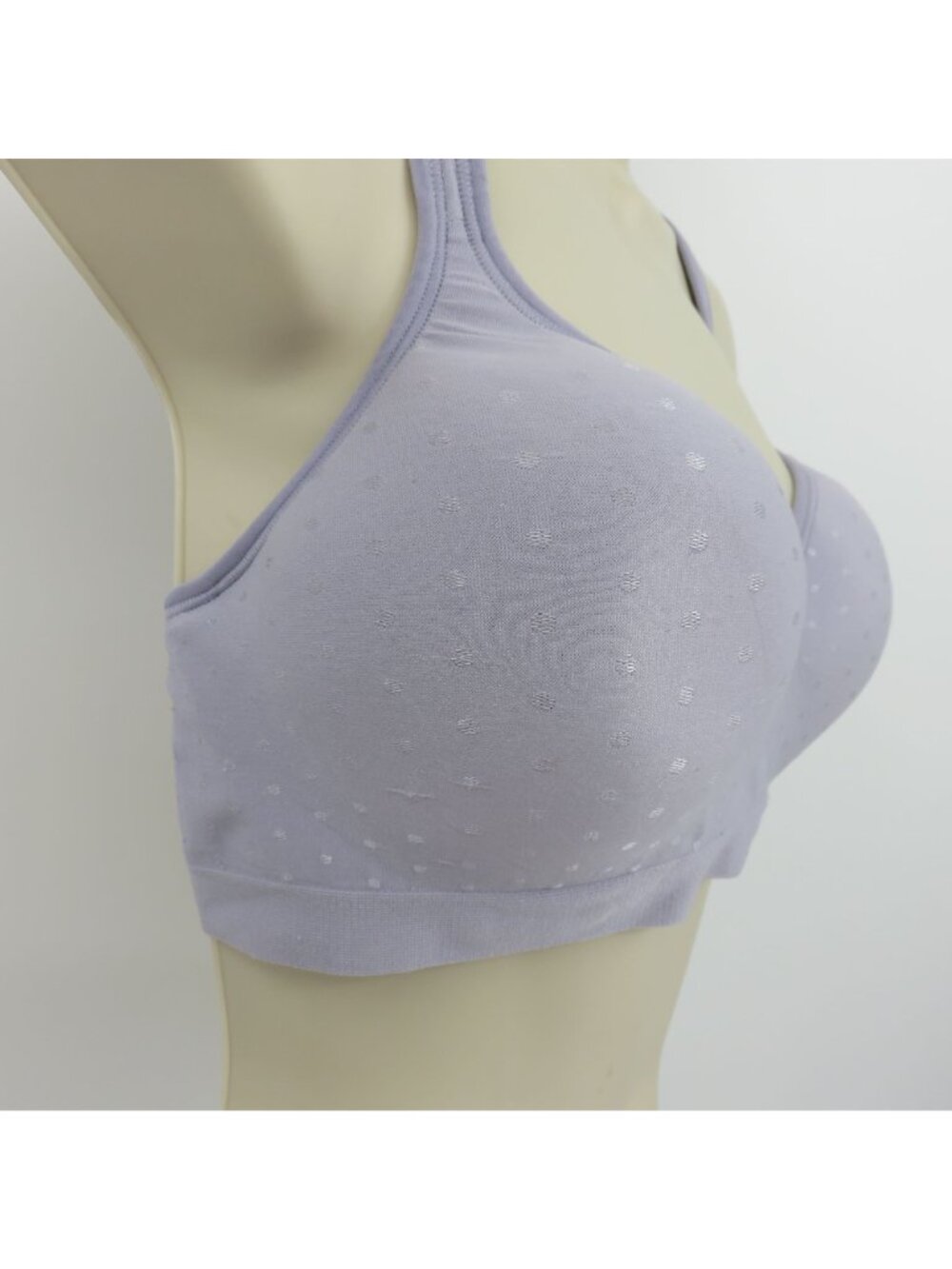Bali 40D 3463 Comfort Revolution Wireless T Shirt Bra Purple Gray Polka Dot - Picture 3 of 12